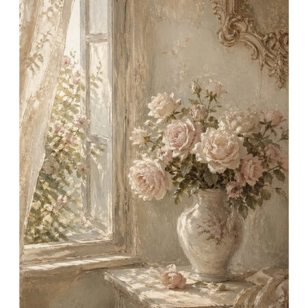 Poster VINTAGE DARK ACADEMIA VASE BY A WINDOW -  Sticky 2
