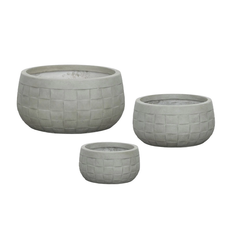 ΚΑΣΠΩ FIBERCLAY ΣΕΤ3 ΓΚΡΙ/ΛΑΔΙ ΣΤΡΟΓΓΥΛΟ ΜΟΤΙΒΟ ΠΛΕΓΜΑ ΚΟΝΤΟ - S:Φ24x13, M:Φ32x16.5, L:Φ42x21cm 60/ΠΑΛ