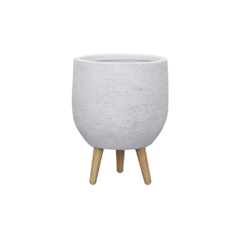 ΚΑΣΠΩ FIBERCLAY ΛΕΥΚΗ ΠΕΤΡΑ ΜΠΩΛ ΜΕ ΞΥΛΙΝΑ ΠΟΔΑΡΑΚΙΑ - Φ41x54cm