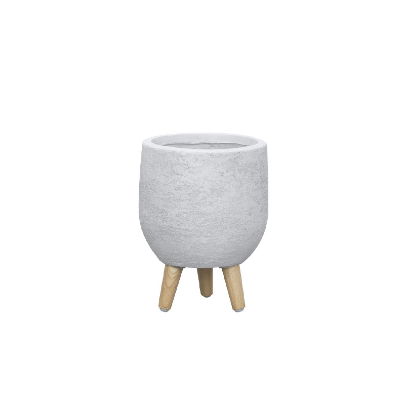 ΚΑΣΠΩ FIBERCLAY ΛΕΥΚΗ ΠΕΤΡΑ ΜΠΩΛ ΜΕ ΞΥΛΙΝΑ ΠΟΔΑΡΑΚΙΑ - Φ31x40cm
