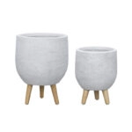 ΚΑΣΠΩ FIBERCLAY ΣΕΤ2 ΛΕΥΚΗ ΠΕΤΡΑ ΜΠΩΛ ΜΕ ΞΥΛΙΝΑ ΠΟΔΑΡΑΚΙΑ - S:Φ31x40cm, M:Φ41x54cm 36/ΠΑΛ