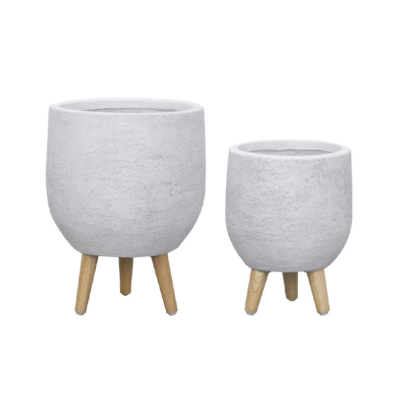 ΚΑΣΠΩ FIBERCLAY ΣΕΤ2 ΛΕΥΚΗ ΠΕΤΡΑ ΜΠΩΛ ΜΕ ΞΥΛΙΝΑ ΠΟΔΑΡΑΚΙΑ - S:Φ31x40cm, M:Φ41x54cm 36/ΠΑΛ