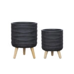 ΚΑΣΠΩ FIBERCLAY ΣΕΤ2 ΜΑΥΡΟ ΜΠΩΛ ΚΥΜΜΑΤΑ ΜΕ ΞΥΛΙΝΑ ΠΟΔΑΡΑΚΙΑ - S:Φ30x39cm, M:Φ36x49cm 54/ΠΑΛ