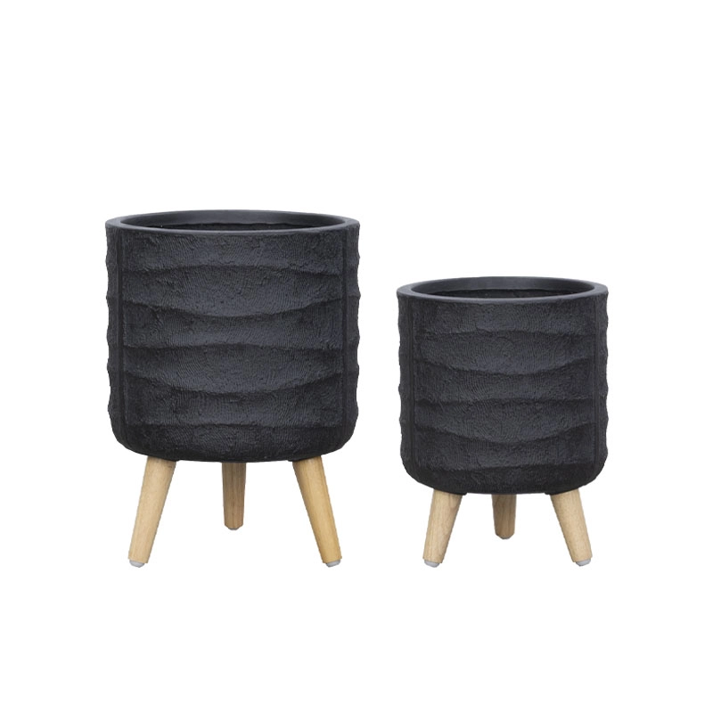 ΚΑΣΠΩ FIBERCLAY ΣΕΤ2 ΜΑΥΡΟ ΜΠΩΛ ΚΥΜΜΑΤΑ ΜΕ ΞΥΛΙΝΑ ΠΟΔΑΡΑΚΙΑ - S:Φ30x39cm, M:Φ36x49cm 54/ΠΑΛ