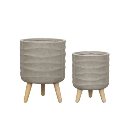 ΚΑΣΠΩ FIBERCLAY ΣΕΤ2 ΓΚΡΙ/ΛΑΔΙ ΜΠΩΛ ΚΥΜΜΑΤΑ ΜΕ ΞΥΛΙΝΑ ΠΟΔΑΡΑΚΙΑ - S:Φ30x39cm