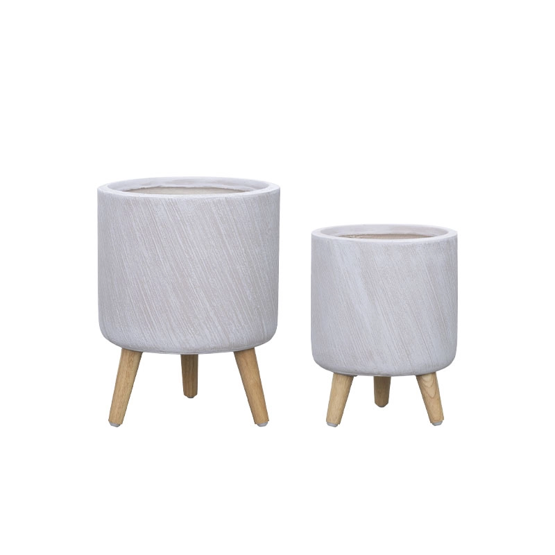 ΚΑΣΠΩ FIBERCLAY ΣΕΤ2 ΛΕΥΚΟ ΜΕ ΠΟΔΑΡΑΚΙΑ ΞΥΛΙΝΑ ΜΠΩΛ ΛΟΞΕΣ ΓΡΑΜΜΩΣΕΙΣ - S:Φ30x39, M:Φ37x47cm 42/ΠΑΛ
