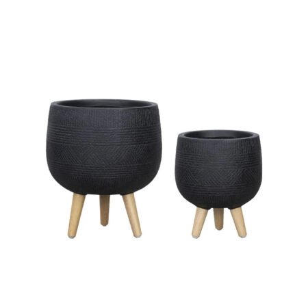 ΚΑΣΠΩ FIBERCLAY ΣΕΤ2 ΜΑΥΡΟ ΜΕ ΠΟΔΑΡΑΚΙΑ ΞΥΛΙΝΑ ΜΠΩΛ ΜΠΟΧΟ ΜΟΤΙΒΟ - S:Φ31x37