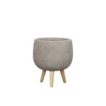 ΚΑΣΠΩ FIBERCLAY ΓΚΡΙ/ΛΑΔΙ ΜΕ ΠΟΔΑΡΑΚΙΑ ΞΥΛΙΝΑ ΜΠΩΛ ΜΠΟΧΟ ΜΟΤΙΒΟ - Φ41x47cm