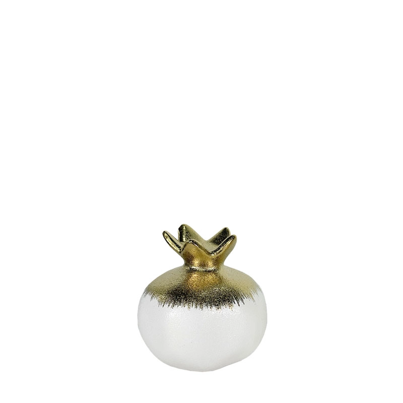 CERAMIC POMEGRANATE, WHITE/GOLD GRADIENT, SMALL - Ø6.5x6.5cm 96/BOX