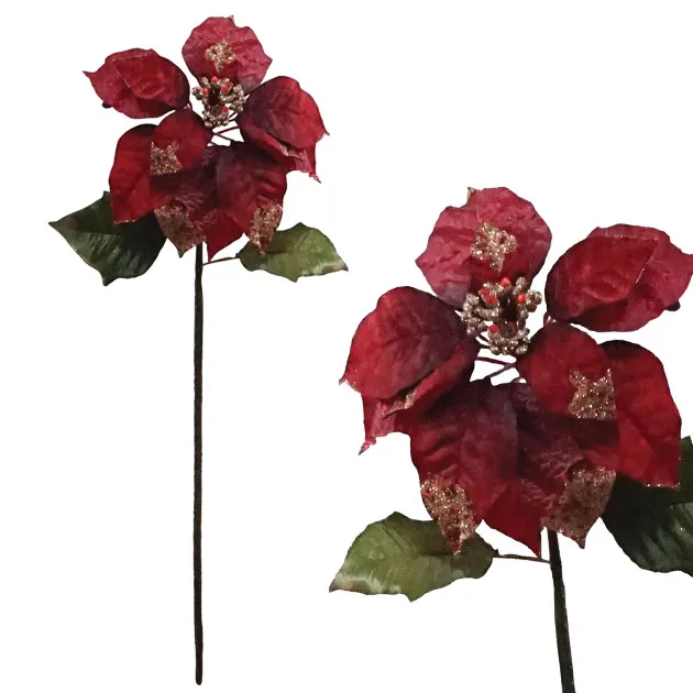 Christmas poinsettia branch red 75cm. 12/72KIB