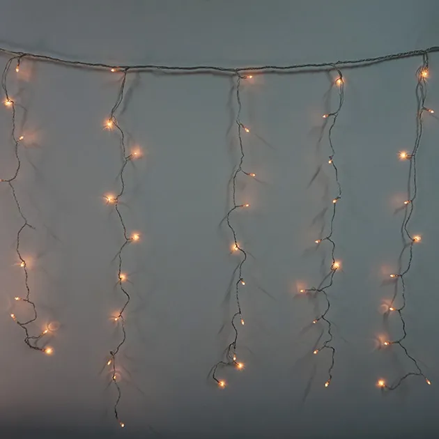 100 CURTAIN LIGHTS COLOR WHITE-WHITE WITH PROGRAM 1,8x0.9m. 9+3 5m