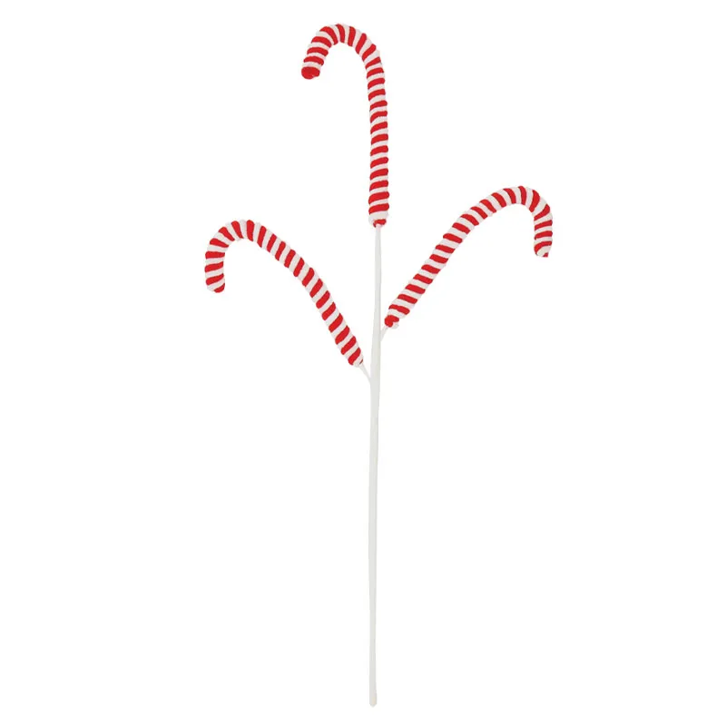 CHRISTMAS PIC WITH STRIPED CANDY CANES RED/WHITE - H65cm 360/BOX