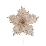 Christmas beige/gold velvet striped flower pick - Φ31x30cm 60/360 boxes