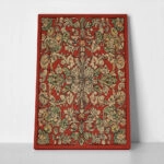Πίνακας σε Καμβά ANTIQUE VINTAGE RED FLORAL PATTERN