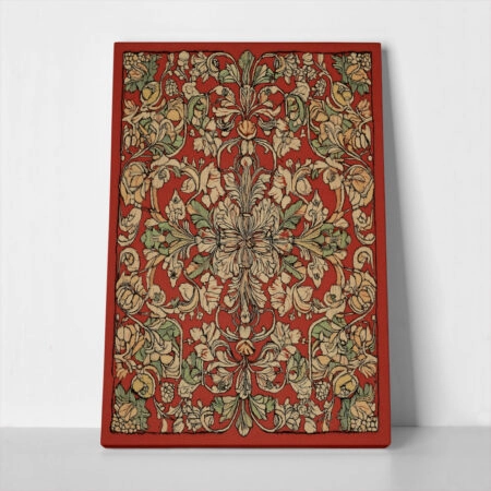 Πίνακας σε Καμβά ANTIQUE VINTAGE RED FLORAL PATTERN