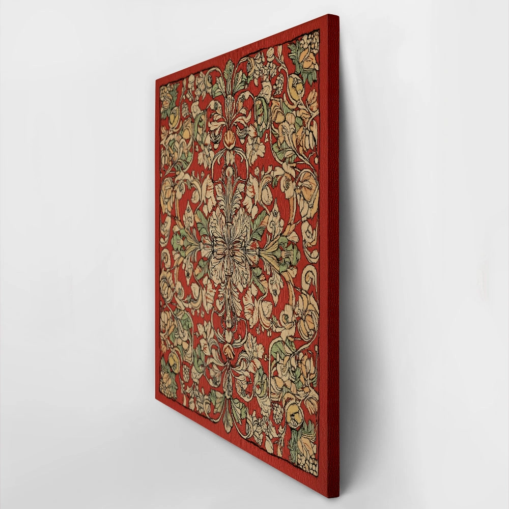 Πίνακας σε Καμβά ANTIQUE VINTAGE RED FLORAL PATTERN