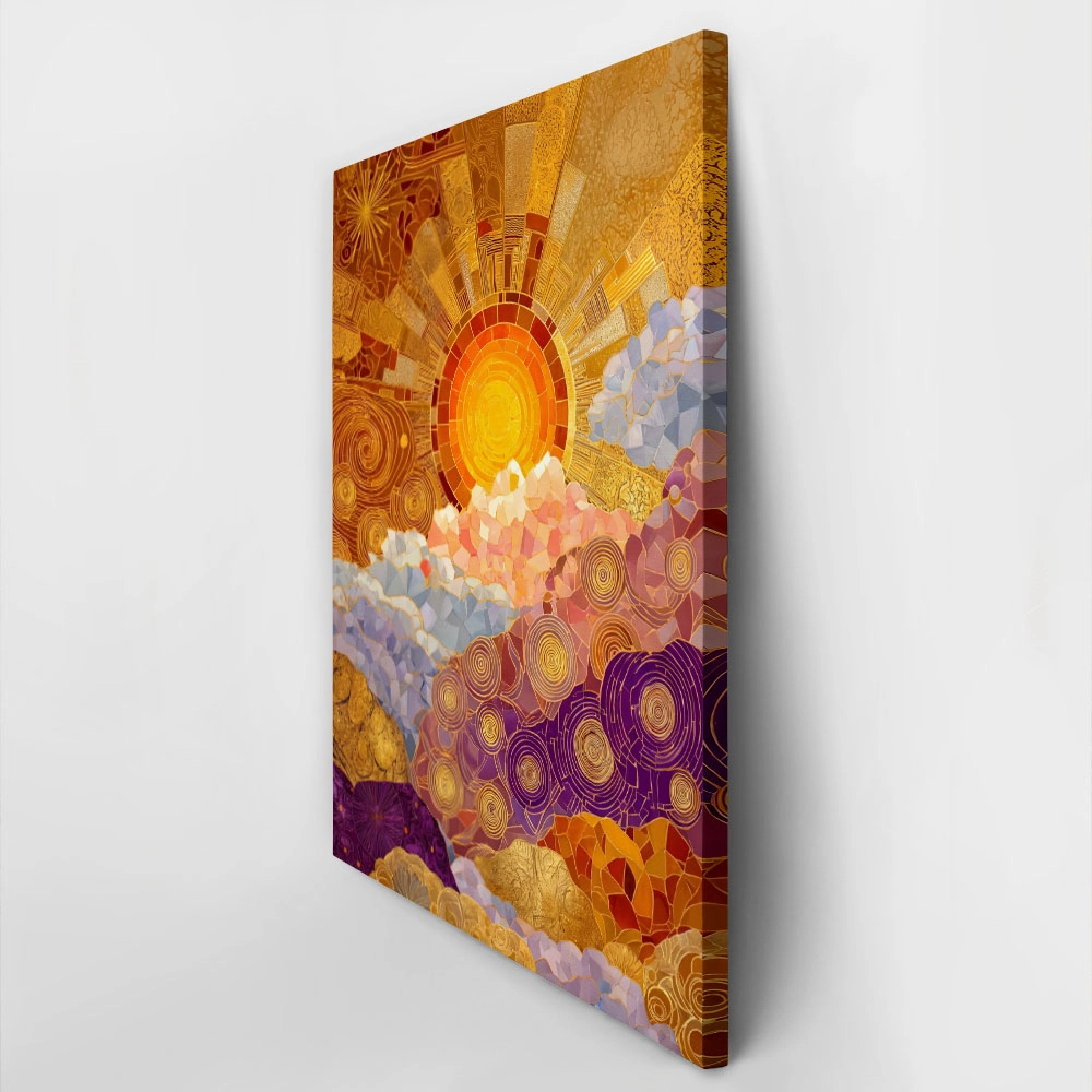 Πίνακας σε Καμβά GOLDEN ABSTRACT SUNBURST