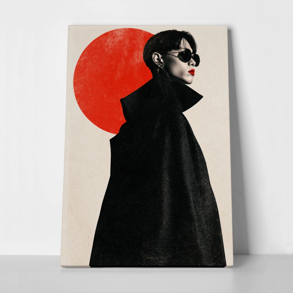 Πίνακας σε Καμβά JAPANESE BLACK COAT RED SUN
