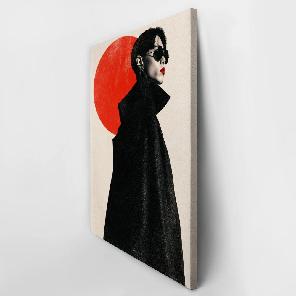 Πίνακας σε Καμβά JAPANESE BLACK COAT RED SUN