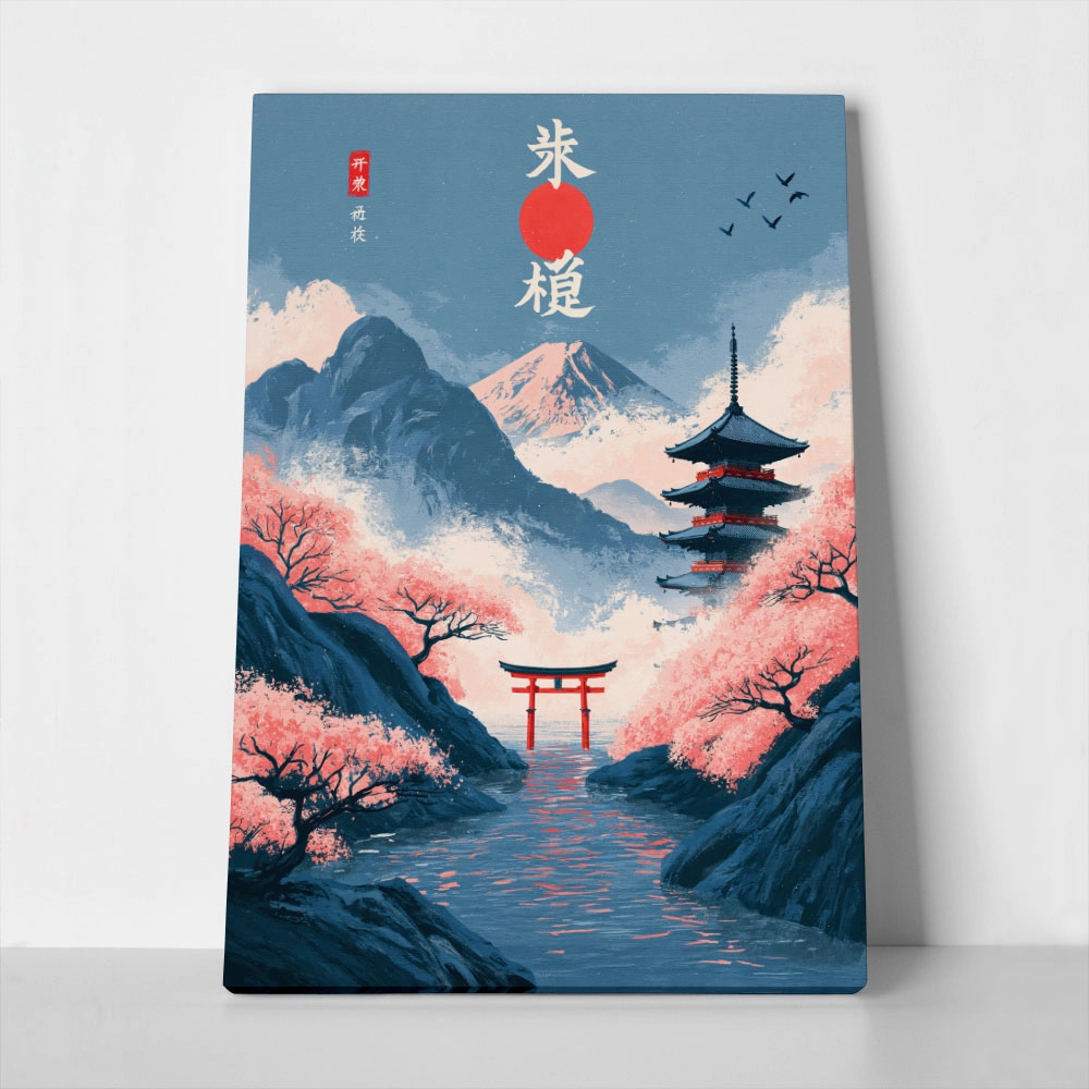 Πίνακας σε Καμβά JAPANESE MOUNT FUJI LANDSCAPE