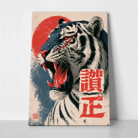 Πίνακας σε Καμβά JAPANESE ROARING TIGER 2