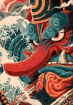 Πίνακας σε Καμβά JAPANESE TENGU MASK 2