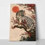 Πίνακας σε Καμβά JAPANESE TIGER ON TREE