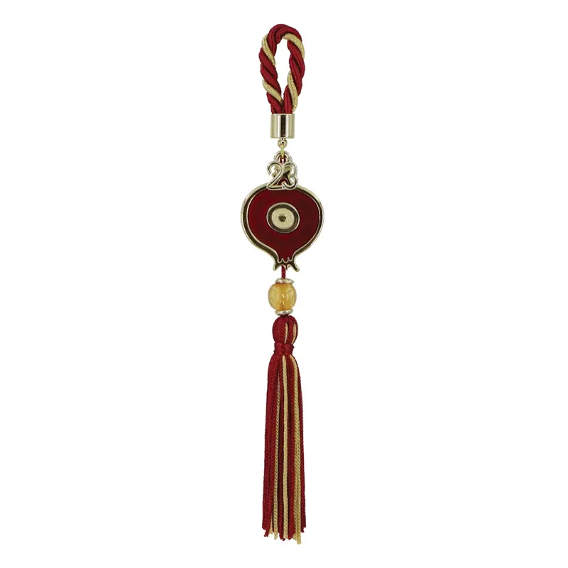 Hanging charm, red cord - pomegranate/enamel - H20cm
