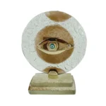 TABLE DECORATIVE LUCKY CHARM EYE GOLD IN BLOWN GLASS BROWN/WHITE - H12cm