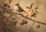 Πίνακας σε Καμβά VINTAGE AUTUMN BIRD 3