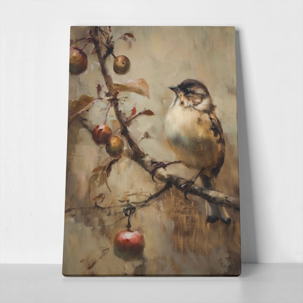 Πίνακας σε Καμβά VINTAGE AUTUMN BIRD 4