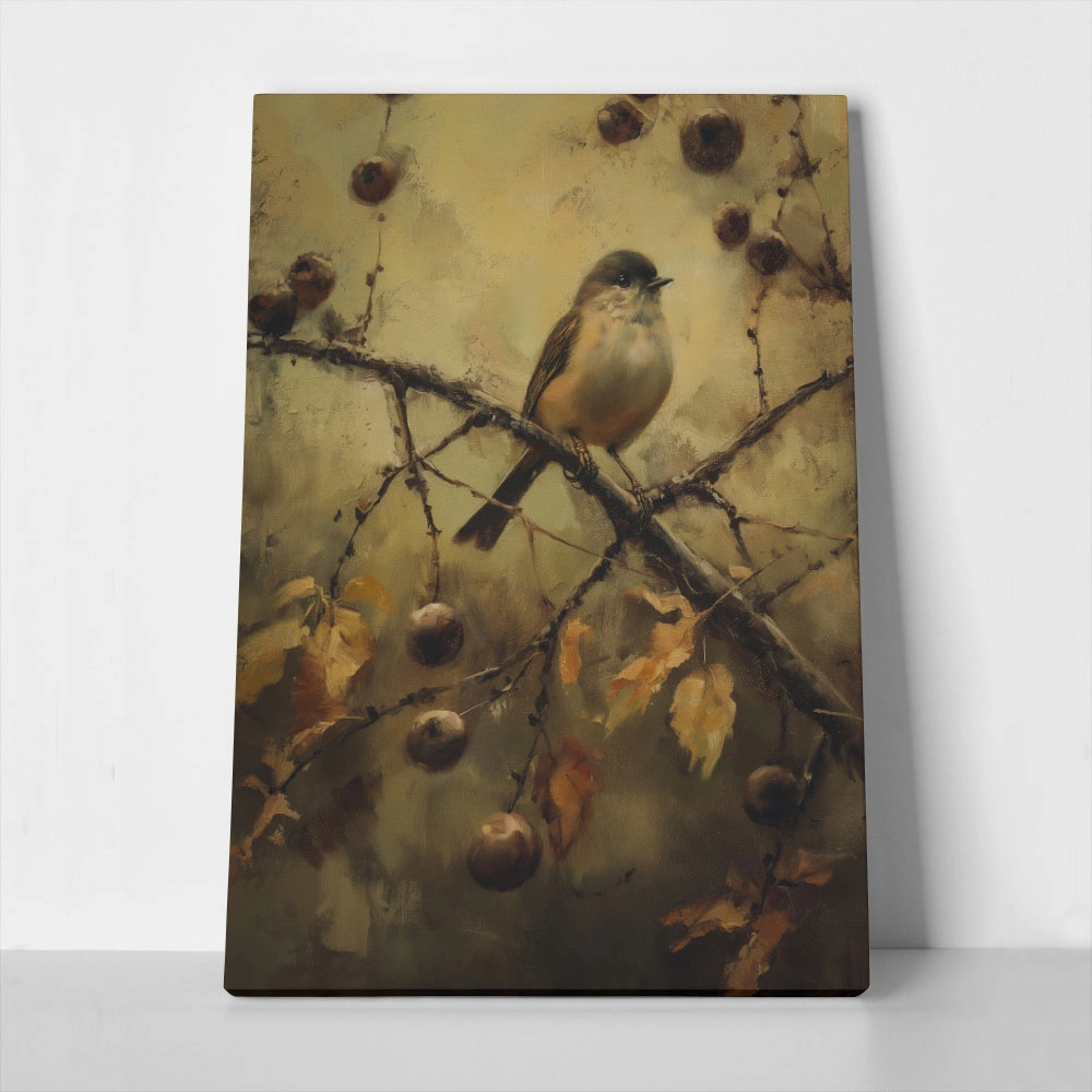 Πίνακας σε Καμβά VINTAGE AUTUMN BIRD 5