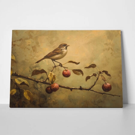 Πίνακας σε Καμβά VINTAGE AUTUMN BIRD