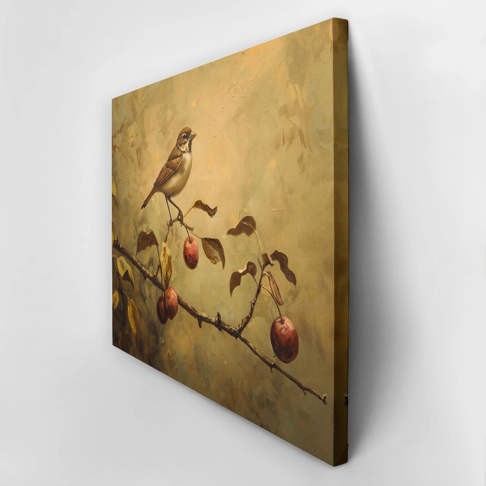 Πίνακας σε Καμβά VINTAGE AUTUMN BIRD