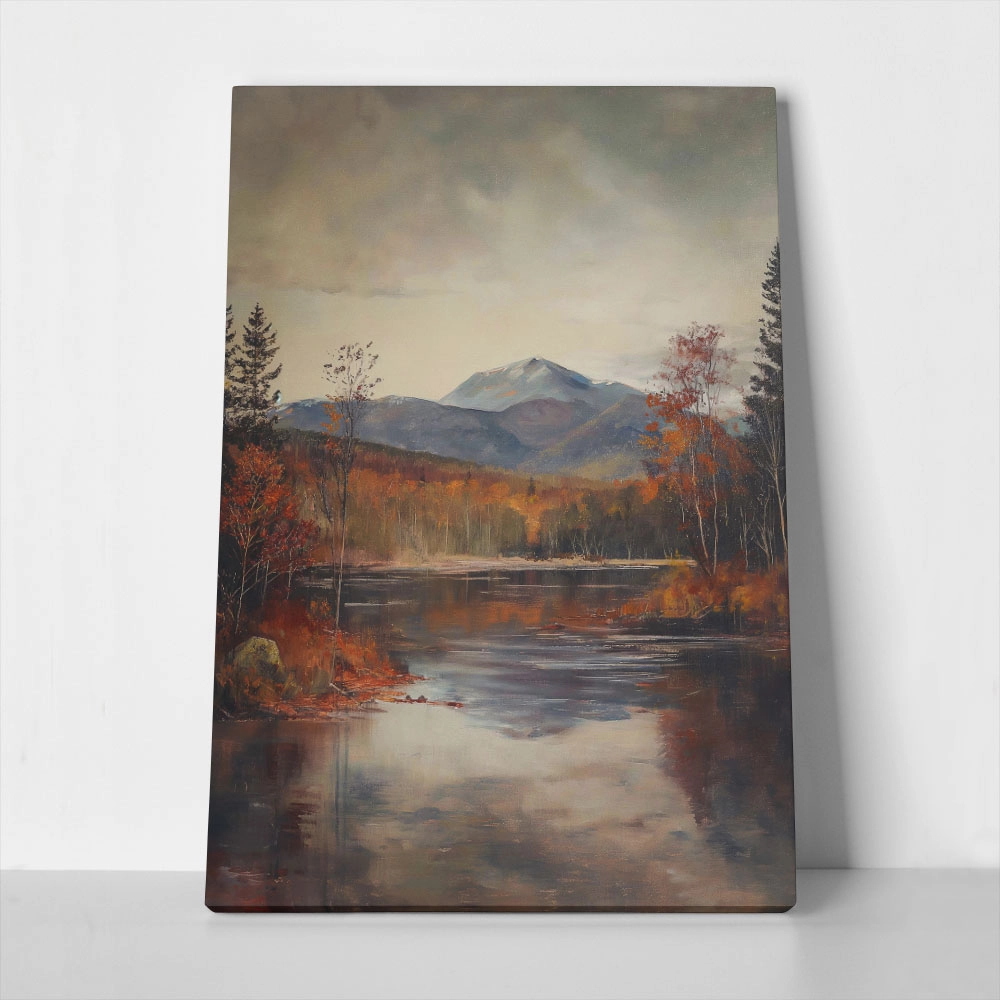 Canvas Painting VINTAGE AUTUMN COUNTRY RIVER 17