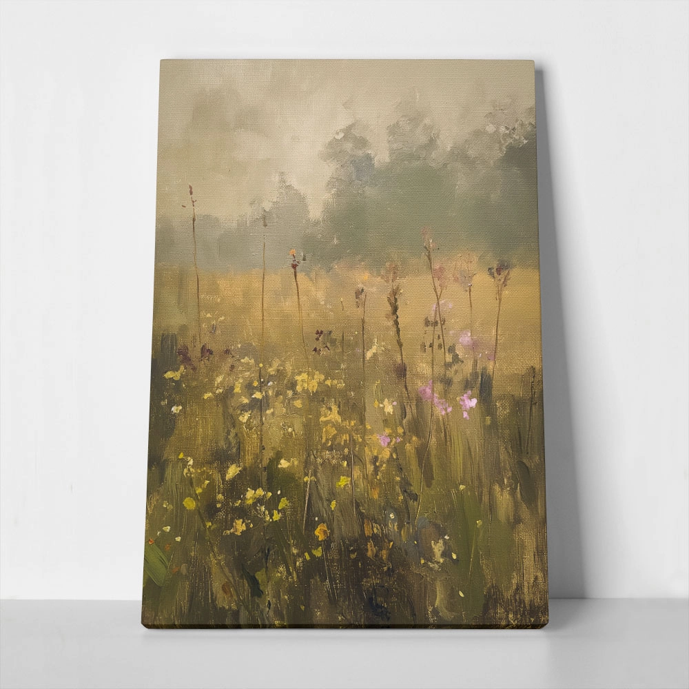 Canvas Print VINTAGE AUTUMN FLOWER FIELD