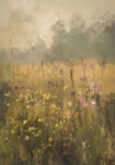 Canvas Print VINTAGE AUTUMN FLOWER FIELD