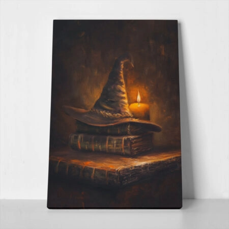 Πίνακας σε Καμβά VINTAGE AUTUMN HALLOWEEN BOOKS AND HAT 3 - 