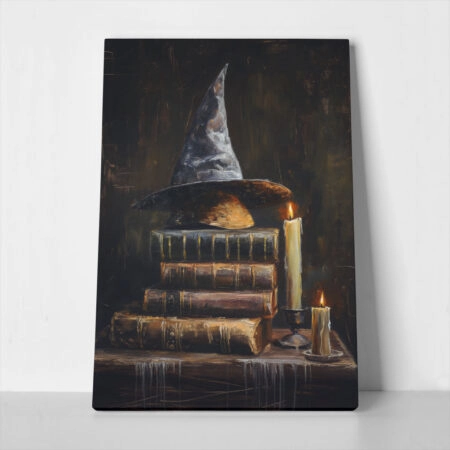 Πίνακας σε Καμβά VINTAGE AUTUMN HALLOWEEN BOOKS AND HAT 4 - 