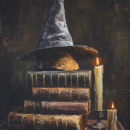 Πίνακας σε Καμβά VINTAGE AUTUMN HALLOWEEN BOOKS AND HAT 4 -  Sticky 5