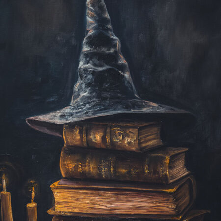 Πίνακας σε Καμβά VINTAGE AUTUMN HALLOWEEN BOOKS AND HAT 5 -  Sticky 5