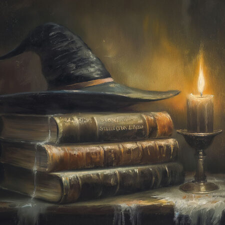 Πίνακας σε Καμβά VINTAGE AUTUMN HALLOWEEN BOOKS AND HAT -  Sticky 5
