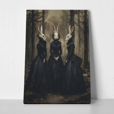 Πίνακας σε Καμβά VINTAGE AUTUMN HALLOWEEN BUNNY HEADS 2 - 