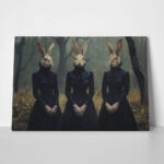 Πίνακας σε Καμβά VINTAGE AUTUMN HALLOWEEN BUNNY HEADS