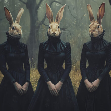Πίνακας σε Καμβά VINTAGE AUTUMN HALLOWEEN BUNNY HEADS -  Sticky 5