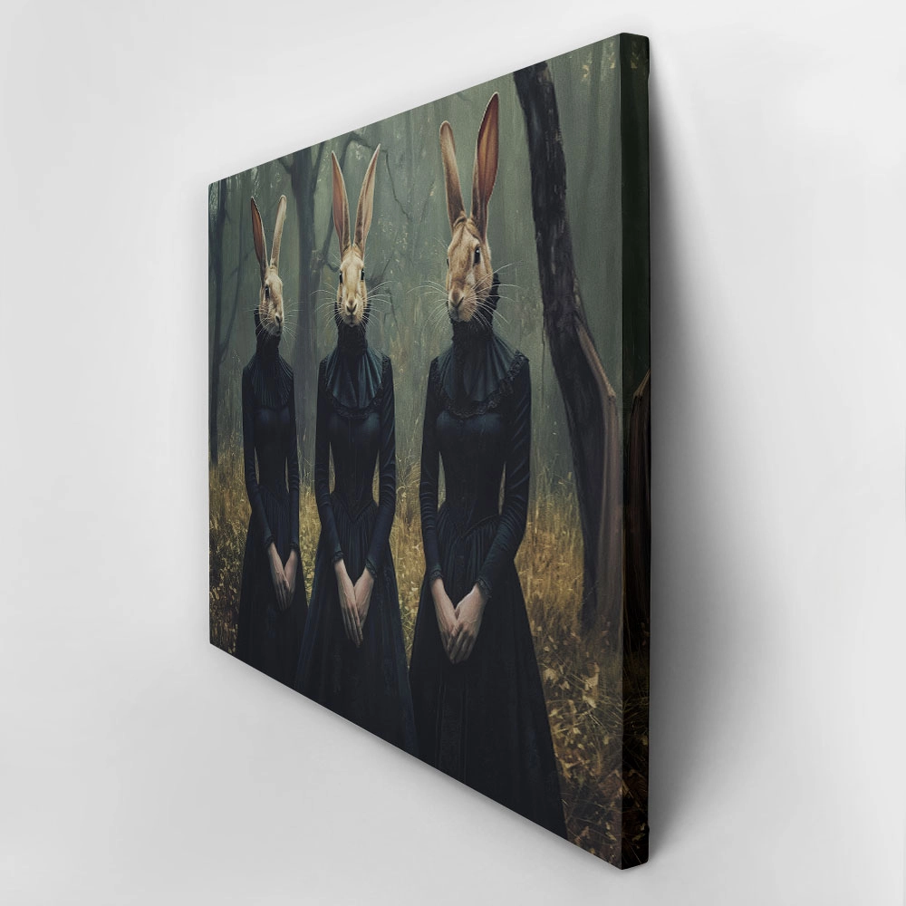 Πίνακας σε Καμβά VINTAGE AUTUMN HALLOWEEN BUNNY HEADS