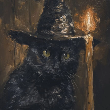 Πίνακας σε Καμβά VINTAGE AUTUMN HALLOWEEN CAT WITH HAT 2 -  Sticky 5
