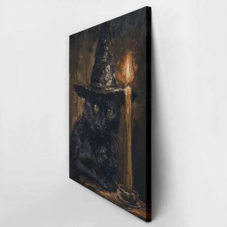 Πίνακας σε Καμβά VINTAGE AUTUMN HALLOWEEN CAT WITH HAT 2 -  Sticky 2
