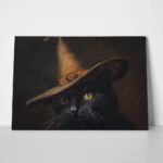Πίνακας σε Καμβά VINTAGE AUTUMN HALLOWEEN CAT WITH HAT