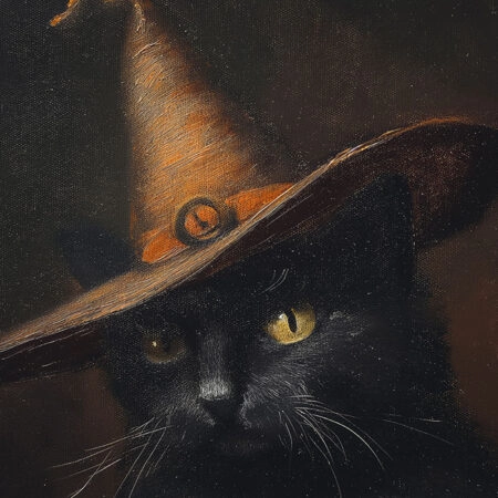 Πίνακας σε Καμβά VINTAGE AUTUMN HALLOWEEN CAT WITH HAT -  Sticky 5
